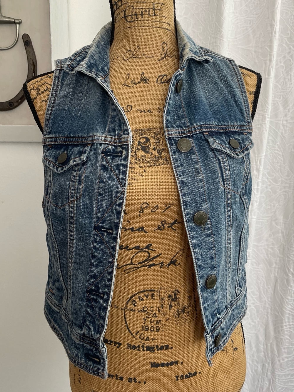 American Eagle Denim Jean Vest Festival Western Country Size S